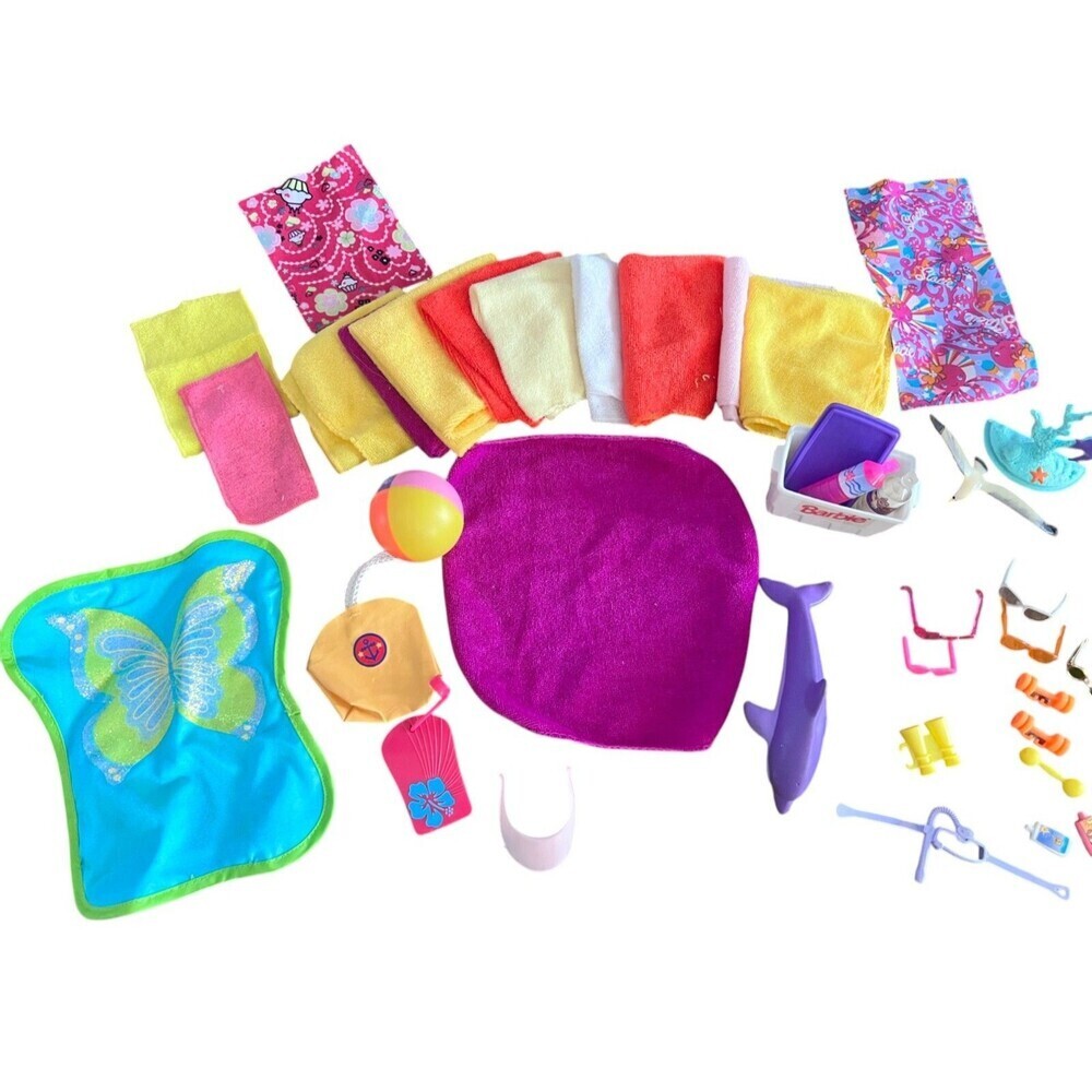 Mixed Lot of Vintage Barbie Doll Beach Summer Theme Accessories & Miscellaneous